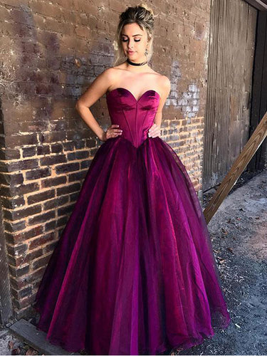 Fuchsia Prom Dresses A-line Floor-length Sweetheart Sexy Prom Dress/Evening Dress JKL311|Annapromdress