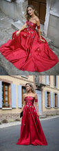 Red Long Prom Dresses Strapless Floor-length Satin Sexy Prom Dress/Evening Dress JKL320