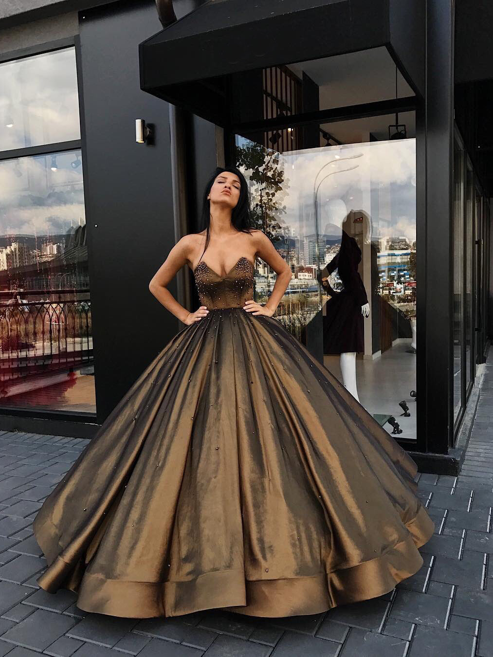 Ball Gown Prom Dresses Sweetheart Floor-length Brown Long Prom Dress/E Anna PromDress Ball Gown Prom Dresses Sweetheart Floor-length Brown Long Prom Dress/E Anna PromDress