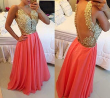 Long Prom Dresses A-line Floor-length Beading Watermelon Sexy Prom Dress/Evening Dress JKL343