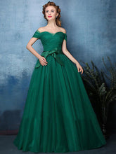 Hunter Green Prom Dresses A-line Off-the-shoulder Sexy Cheap Prom Dress/Evening Dress JKL349