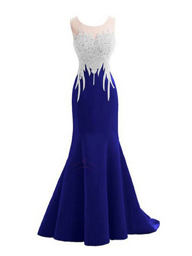 Sexy Prom Dresses Scoop Royal Blue Short Train Long Prom Dress/Evening Dress JKL351