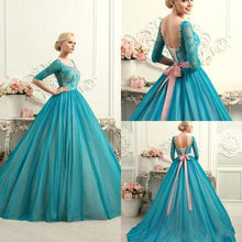Ball Gown Prom Dresses Scoop Sweep/Brush Train Tulle Lace Prom Dress/Evening Dress JKL358