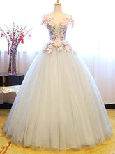 Ball Gown Prom Dresses Floor-length Appliques Lace-up Beautiful Prom Dress/Evening Dress JKL375