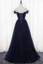 Cheap Prom Dresses A-line Floor-length Ruffles Dark Navy Prom Dress/Evening Dress JKL376