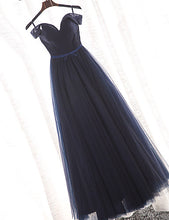 Cheap Prom Dresses A-line Floor-length Ruffles Dark Navy Prom Dress/Evening Dress JKL376