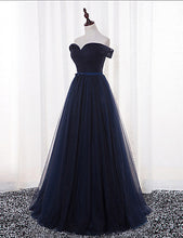 Cheap Prom Dresses A-line Floor-length Ruffles Dark Navy Prom Dress/Evening Dress JKL376