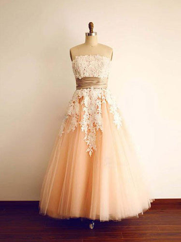 Vintage Prom Dresses Strapsless Floor-length Lace Sexy Prom Dress/Evening Dress JKL391