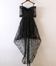 Black High Low Prom Dresses Off-the-shoulder Lace Prom Dress/Evening Dress JKL392