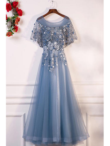 Chic Prom Dresses A-line Floor-length Appliques Prom Dress/Evening Dress JKL393