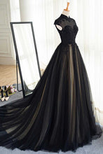 Black Prom Dresses High Neck Sweep/Brush Train Rhinestone Prom Dress/Evening Dress JKL394