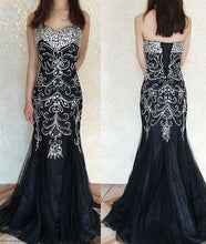 Sexy Black Prom Dresses Sweetheart Floor-length Rhinestone Prom Dress/Evening Dress JKL397