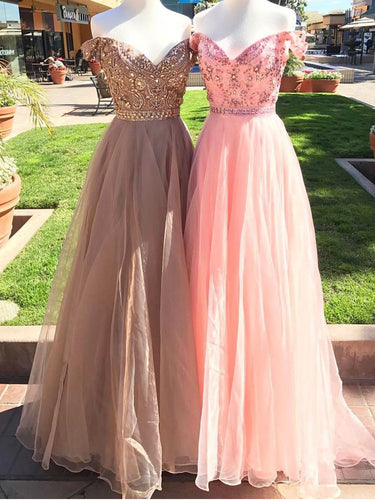 Sexy Prom Dresses Off-the-shoulder Floor-length Rhinestone Long Prom Dress/Evening Dress JKL405