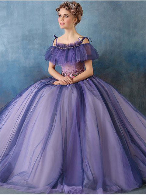 hand painted prom dress Hand Made Floral Beaded Prom Dress With Split
