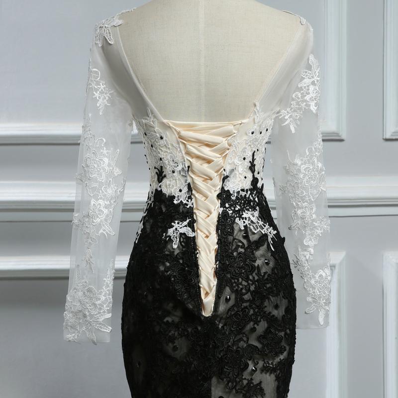 black and white prom dresses with sleeves Bling Black White Prom Dresses Sexy Mermaid V Neck... From Haiyan4419, $151.24