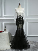 Black and White Prom Dresses Trumpet/Mermaid Sexy Long Prom Dress/Evening Dress JKL417