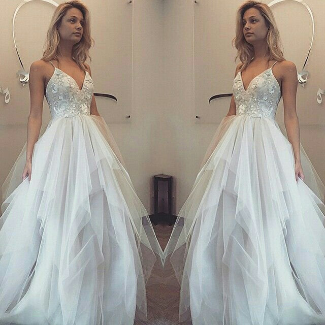 Spaghetti Straps Orange Tulle Evening Dress,Sexy Prom Gown Y1243