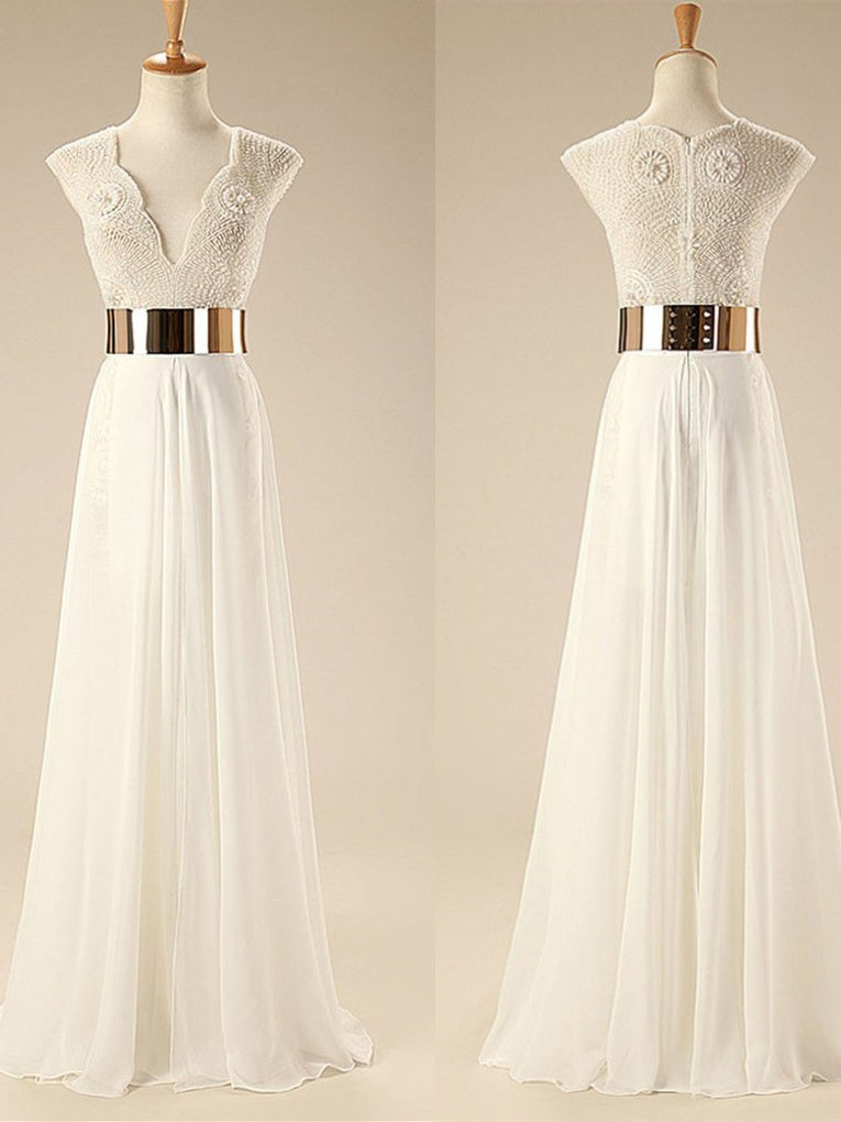 Beautiful Prom Dresses V-neck Floor-length Chiffon Sexy Prom Dress/Evening Dress JKL425