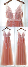 Chic Prom Dresses Straps A-line Floor-length Dark Navy Prom Dress/Evening Dress JKL444