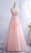 Sexy Prom Dresses Straps A-line Short Train Pearl Pink Tulle Prom Dress/Evening Dress JKL453