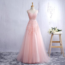 Sexy Prom Dresses Straps A-line Short Train Pearl Pink Tulle Prom Dress/Evening Dress JKL453