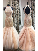 Sexy Prom Dresses Trumpet/Mermaid High Neck Beading Long Prom Dress/Evening Dress JKL455