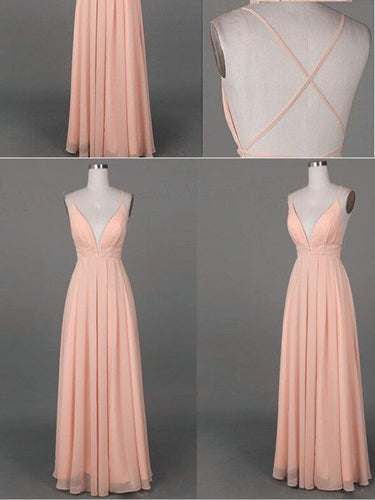 Cheap Prom Dresses Spaghetti Straps A-line Floor-length Sexy Prom Dress Chiffon JKL459