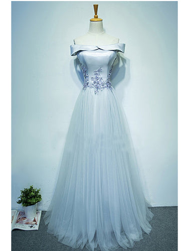 Sexy Prom Dresses Off-the-shoulder Floor-length Appliques Long Prom Dress Evening Dress JKL465