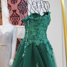 Luxury Prom Dresses A-line Sweetheart Sequins Hunter Green Long Prom Dress JKL468