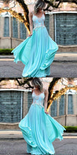 Sexy Prom Dresses Spaghetti Straps Appliques Long Prom Dress Chiffon JKL469