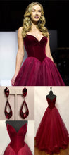 Sexy Prom Dresses V-neck Short Train Royal Blue Burgundy Long Velvet Prom Dress JKL470|Annapromdress