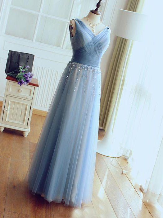 Sexy Prom Dresses V-neck Floor-length Sequins Prom Dress A-line Evening Dress JKL478