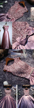 Chic Prom Dresses Scoop Floor-length Lace Bowknot Long Prom Dress Satin JKL479