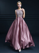 Chic Prom Dresses Scoop Floor-length Lace Bowknot Long Prom Dress Satin JKL479