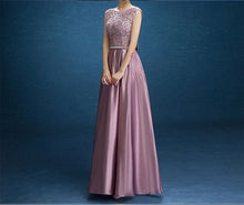 Chic Prom Dresses Scoop Floor-length Lace Bowknot Long Prom Dress Satin JKL479