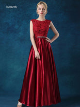 Chic Prom Dresses Scoop Floor-length Lace Bowknot Long Prom Dress Satin JKL479