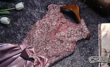 Chic Prom Dresses Scoop Floor-length Lace Bowknot Long Prom Dress Satin JKL479