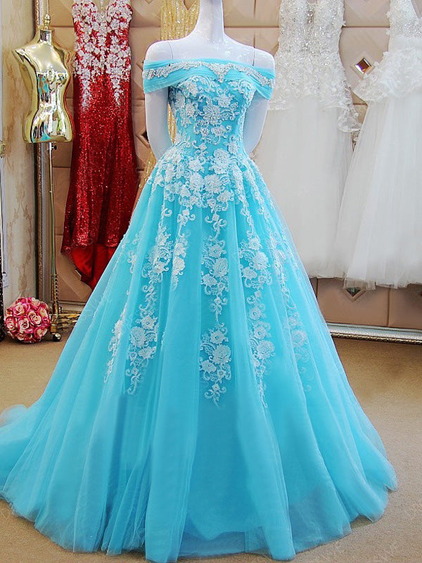 off the shoulder prom dress with train Beautiful Prom Dresses Off-the-shoulder Sweep/Brush Train Prom Dress S –  Anna PromDress