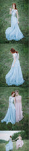 Long Prom Dresses Scoop A-line Floor-length Appliques Chiffon Prom Dress JKL497