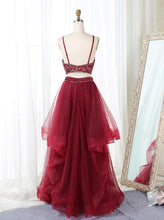 Two Piece Prom Dresses Spaghetti Straps Floor-length Long Prom Dress Sexy Evening Dress JKL500