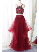 Two Piece Prom Dresses Spaghetti Straps Floor-length Long Prom Dress Sexy Evening Dress JKL500