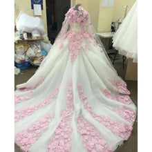Ball Gown Prom Dresses Long Sleeve Lace Pink Floral Luxury Long Prom Dress JKL508|Annapromdress