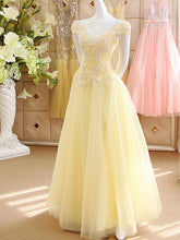 Chic Prom Dresses A-line Floor-length Sexy Prom Dress Tulle Evening Dress JKL509
