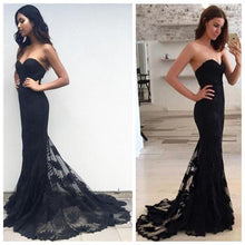 Sexy Prom Dresses Trumpet/Mermaid Brush Train Long Black Lace Prom Dress JKL526