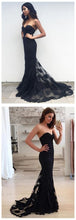 Sexy Prom Dresses Trumpet/Mermaid Brush Train Long Black Lace Prom Dress JKL526