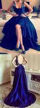 High Low Prom Dresses Straps Appliques Backless Sexy Long Prom Dress JKL528