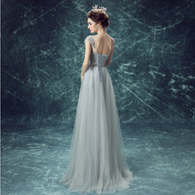 Long Prom Dresses Scoop Floor-length Appliques Beading Tulle Prom Dress JKL533