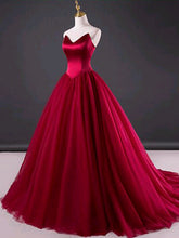 Ball Gown Prom Dresses Sweetheart Lace-up Tulle Sexy Burgundy Prom Dress JKL544