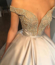 Beautiful Prom Dresses Ball Gown Off-the-shoulder Rhinestone Long Prom Dress Evening Dress JKL548
