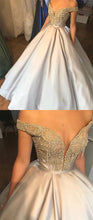 Beautiful Prom Dresses Ball Gown Off-the-shoulder Rhinestone Long Prom Dress Evening Dress JKL548